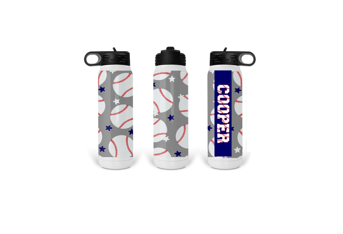 Personalized Baseball Water Bottle with Name, Insulated to Keep Your Drinks Hot or Cold 30 Oz