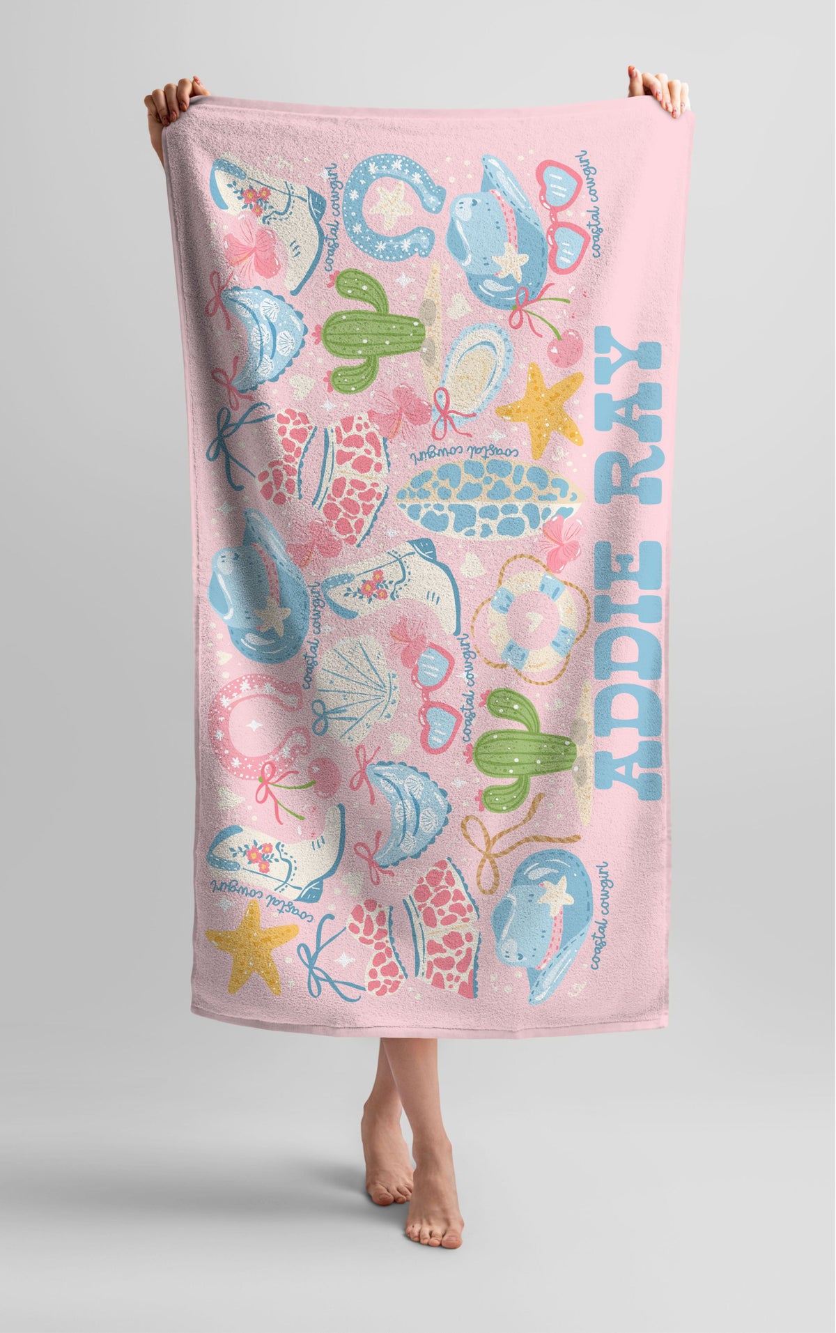 Personalized Coastal Cowgirl Beach Towel