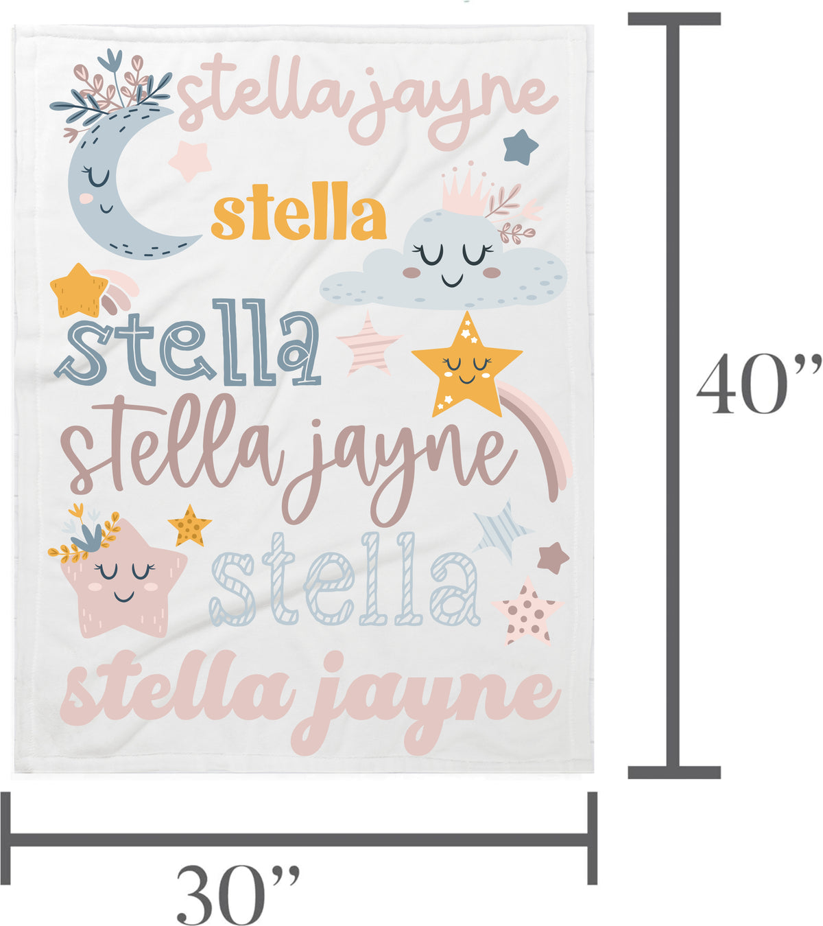 Personalized Boho Moon & Stars Baby Blanket