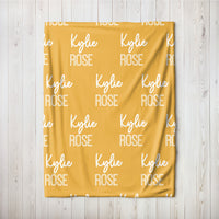 Personalized Harvest Gold Repeating Name Baby Blanket