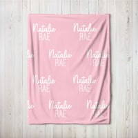 Personalized Sweetest Pink Repeating Name Baby Blanket