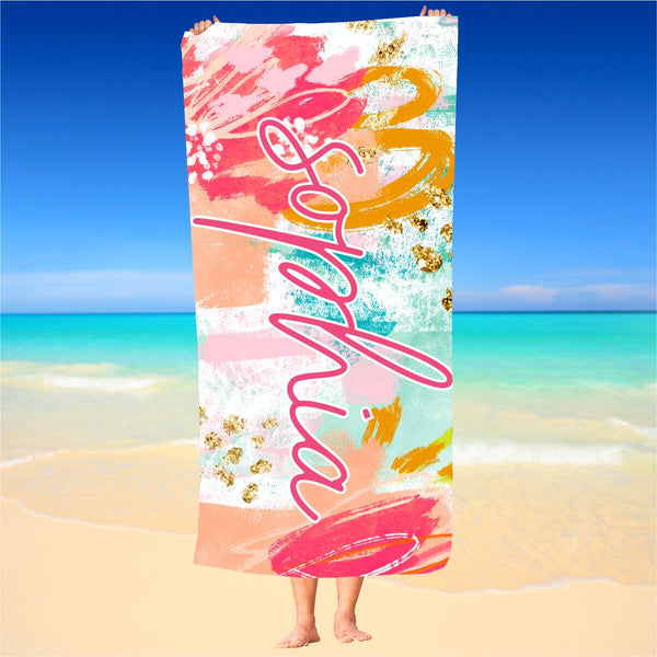 Personalized Abstract Multicolor Beach Towel