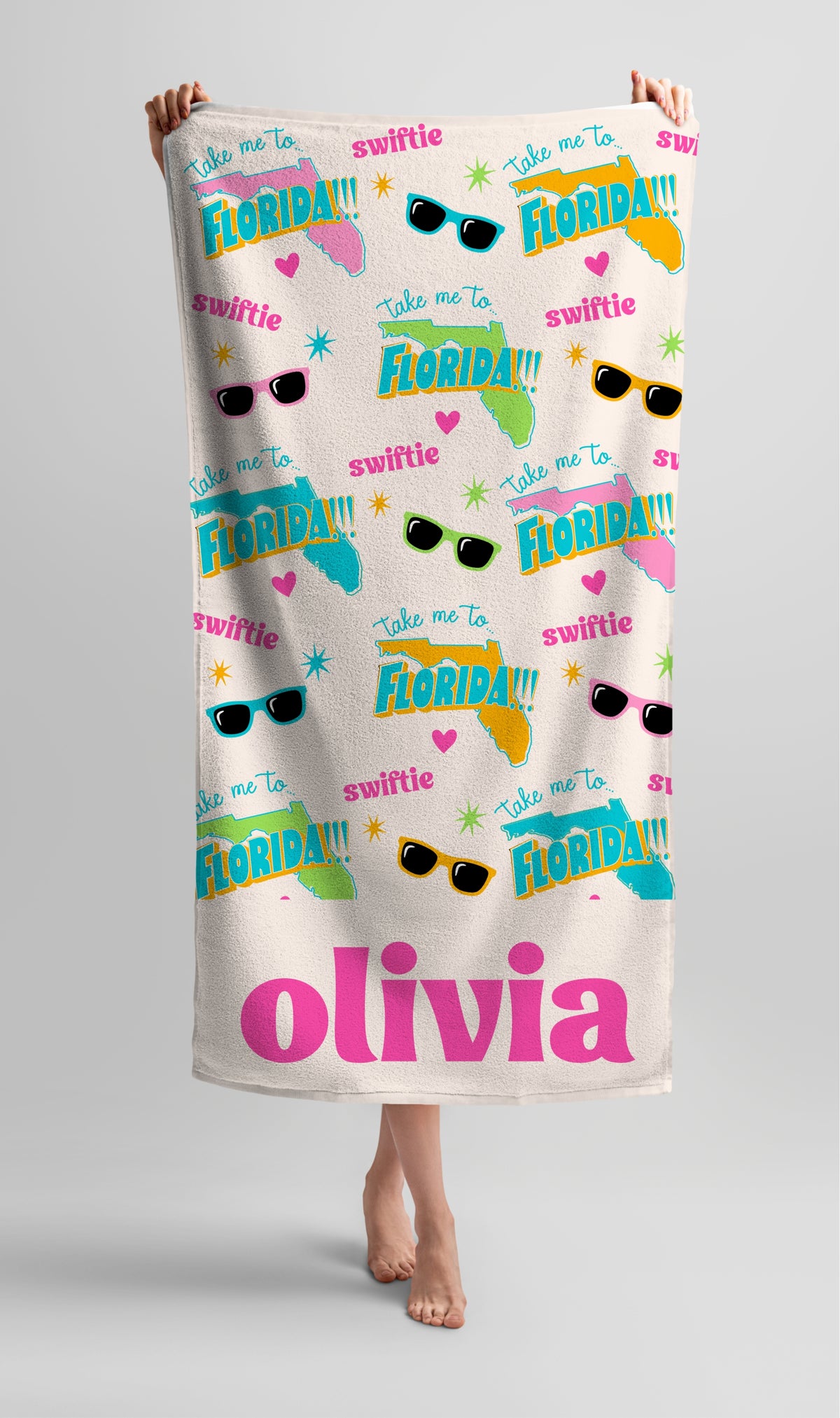 Personalized FLORIDA!!! Swiftie Beach Towel, Taylor Swift Inspired Florida Beach Towel,  Swiftie Gifts