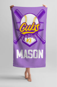 Custom Team Personalized Name & Number Beach Towel 30"x 60"