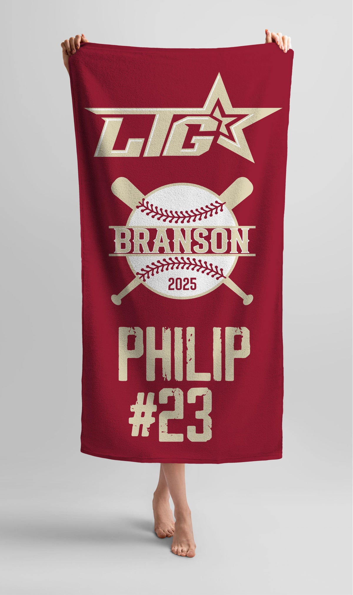 Custom Team Personalized Name & Number Beach Towel 30"x 60"