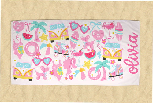 Personalized Summer Girly Beach Towel