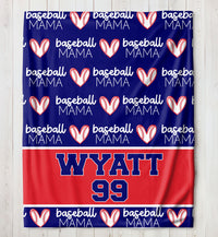 Personalized Baseball Mama Blanket 50x60