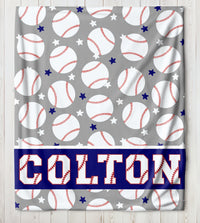 Personalized Baseball Blanket  50x60