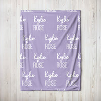 Personalized Frosted Grape Repeating Name Baby Blanket