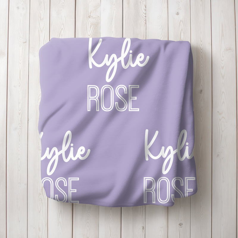 Personalized Frosted Grape Repeating Name Baby Blanket