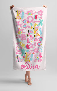 Personalized Summer Girly Beach Towel