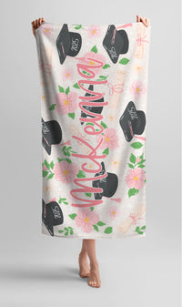 Personalized Senior/ Graduation Floral Beach Towel