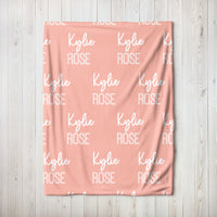 Personalized Just Peachy Repeating Name Baby Blanket