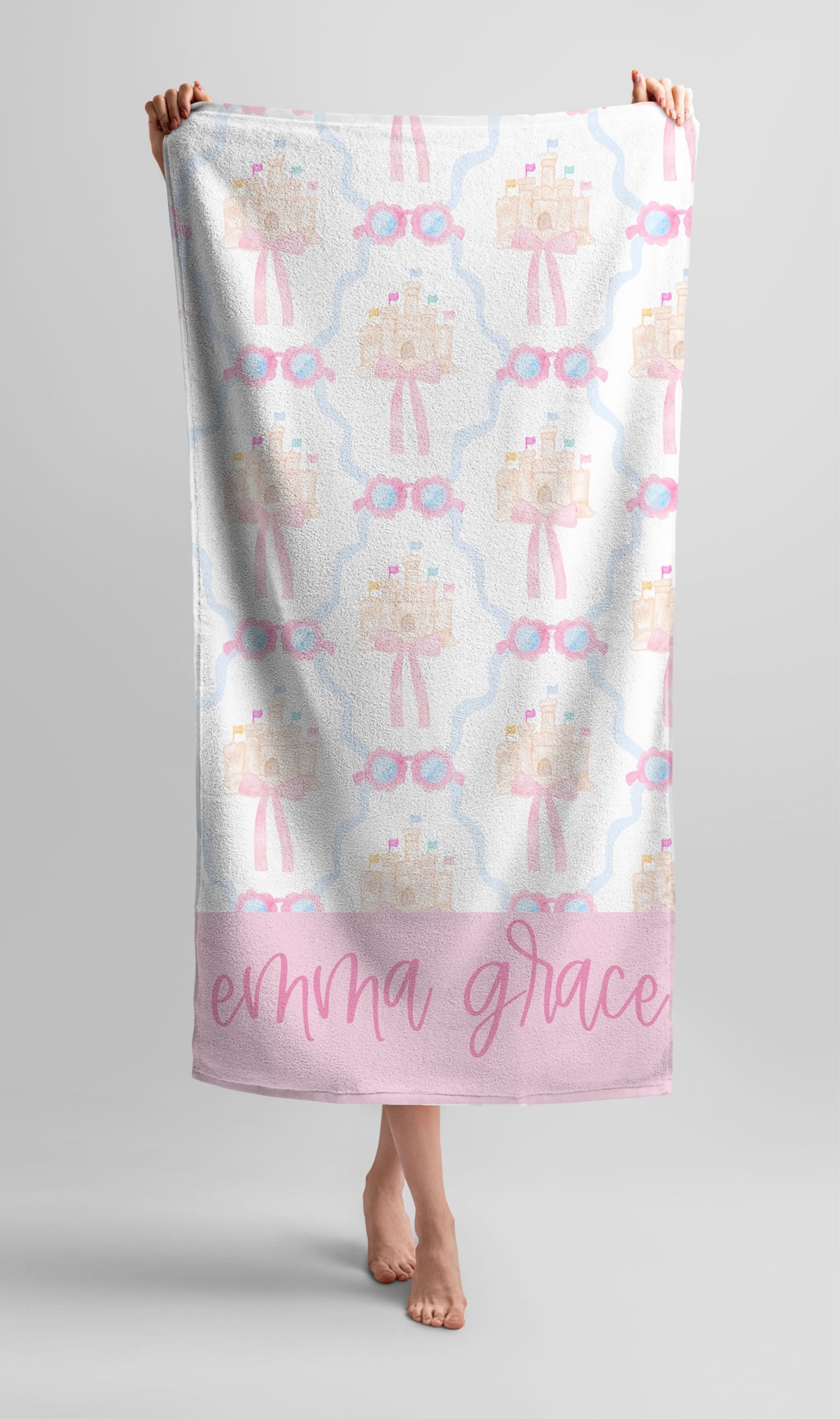 Personalized Sandcastle Coquette Beach Towel