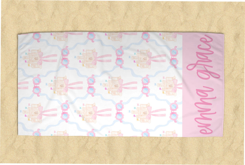 Personalized Sandcastle Coquette Beach Towel