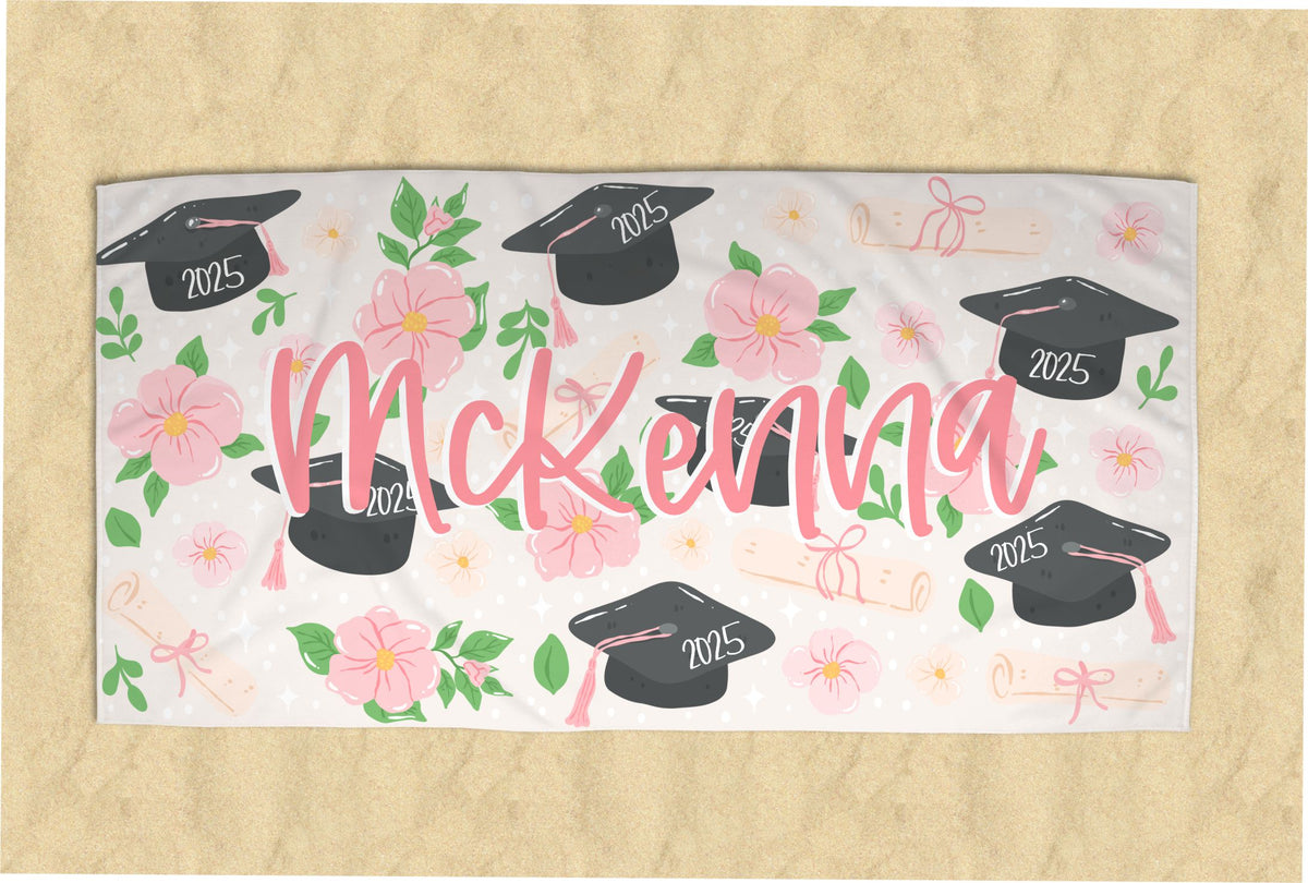 Personalized Senior/ Graduation Floral Beach Towel