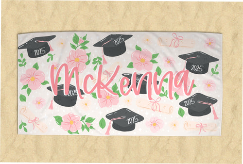 Personalized Senior/ Graduation Floral Beach Towel