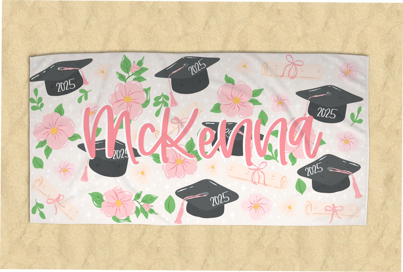 Personalized Senior/ Graduation Floral Beach Towel