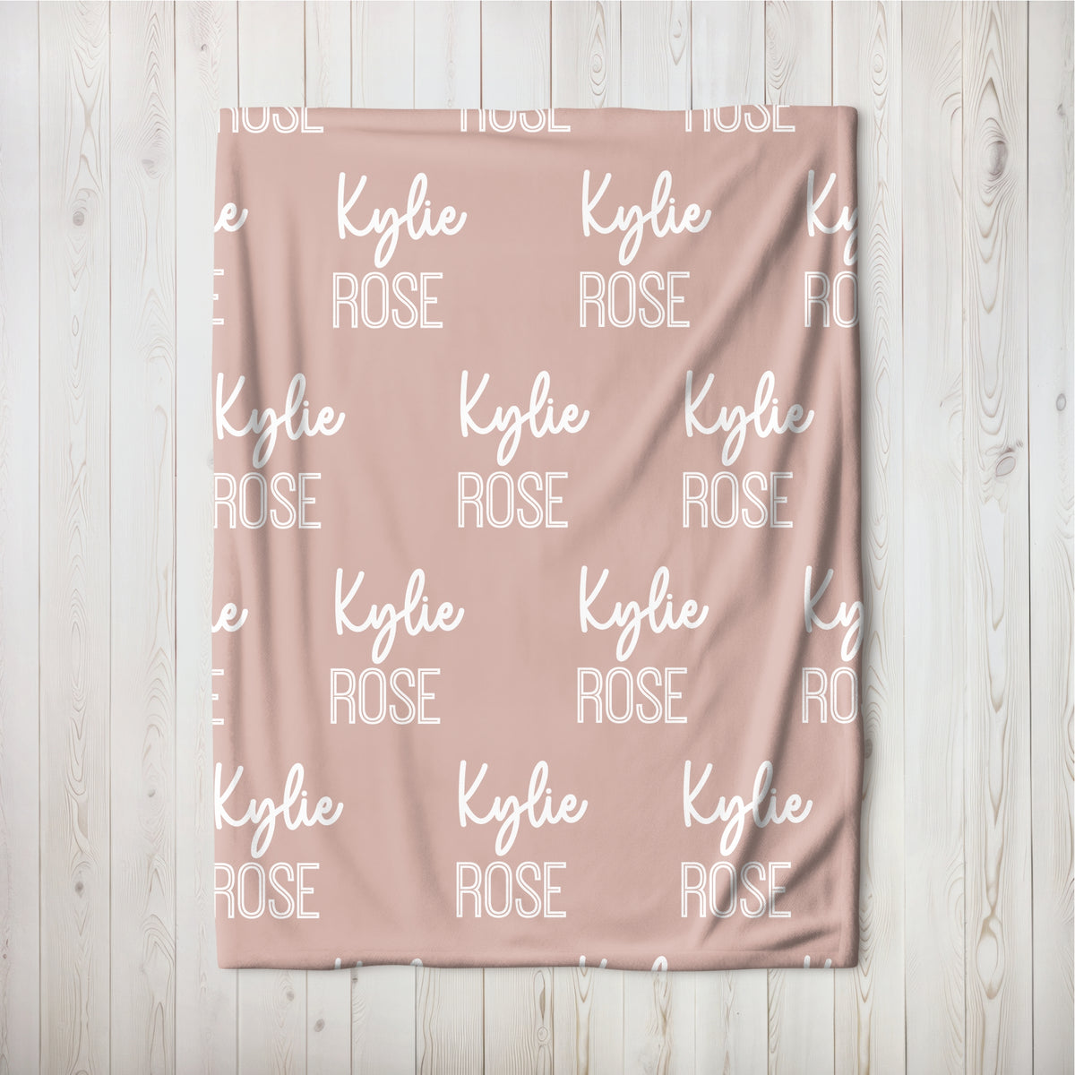 Personalized Nude Beige Repeating Name Baby Blanket