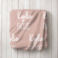 Personalized Nude Beige Repeating Name Baby Blanket