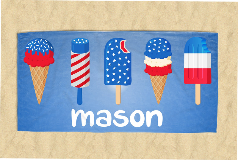 Personalized July 4th Treats Beach Towel