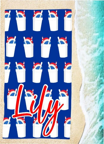 Personalized Red, White & Blue SnoBalls Beach Towel