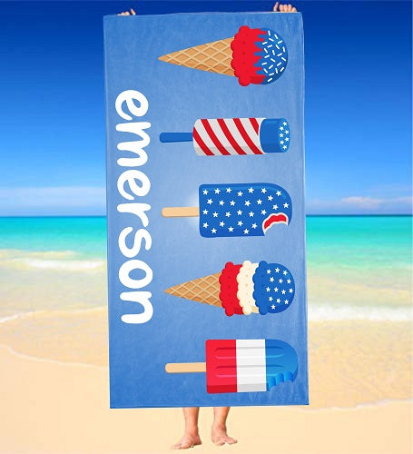 Personalized July 4th Treats Beach Towel