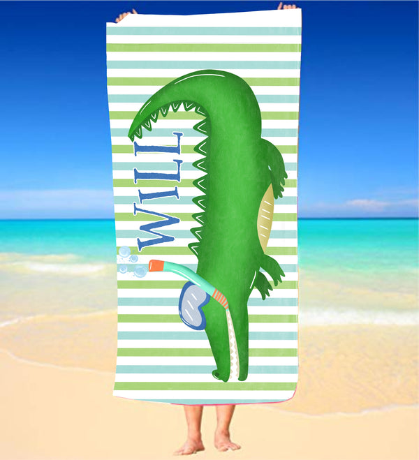 Personalized Alligator Beach Towel