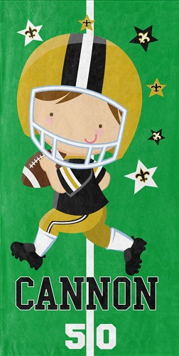 Personalized Saints Football Player Beach Towel
