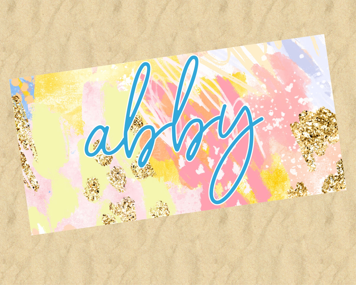 Personalized Coral And Aqua  Beach Towel
