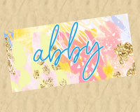 Personalized Coral And Aqua  Beach Towel