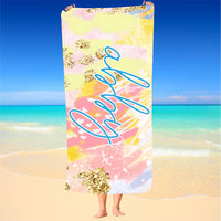 Personalized Coral And Aqua  Beach Towel