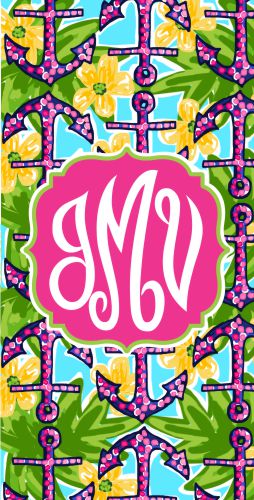 Personalized Preppy Anchor Beach Towel