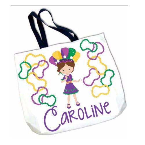 Personalized Mardi Gras Bead Tote Bag