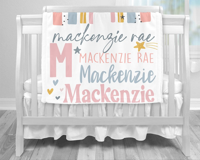 Personalized Boho Rainbow Baby Blanket