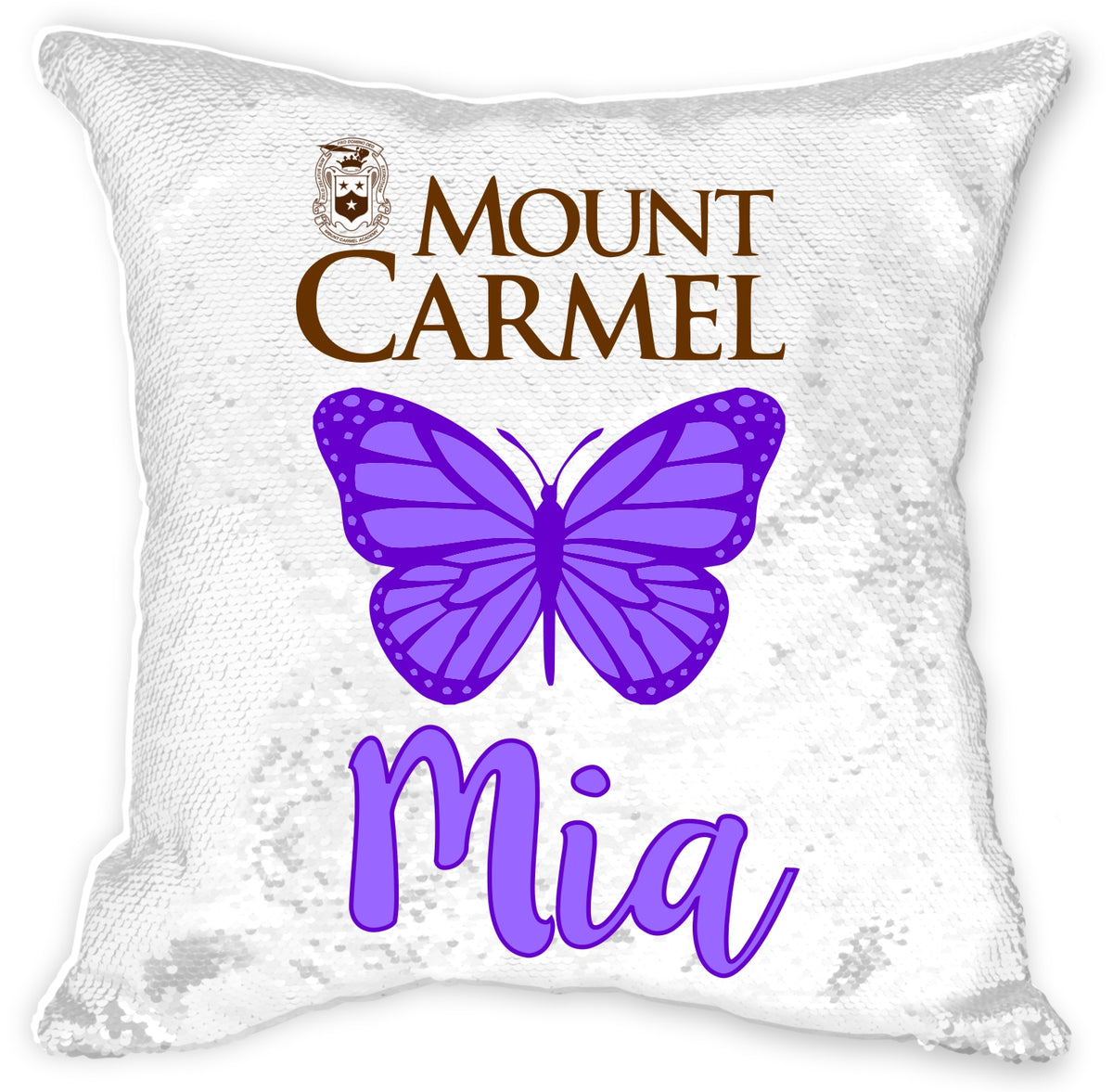 Personalized Mount Carmel Sequin Pillowcase