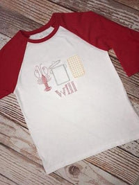 Personalized Vintage Stitch Crawfish Boil Raglan Shirt