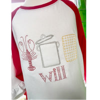 Personalized Vintage Stitch Crawfish Boil Raglan Shirt