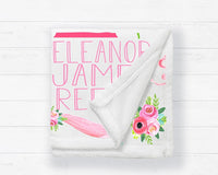 Personalized Floral Baby Girl Name Blanket