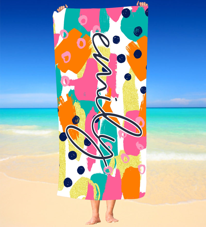 Personalized Bright Colors Beach Towel