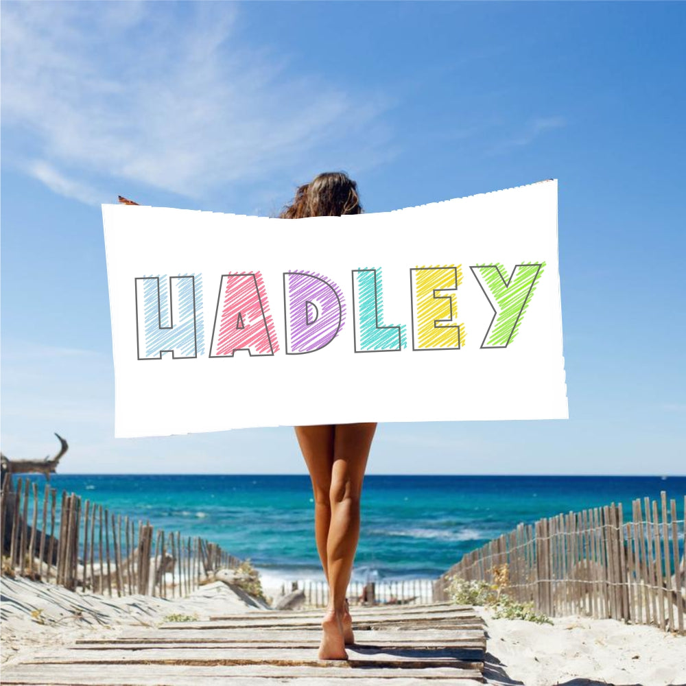 Personalized Sketch Name Beach Towel