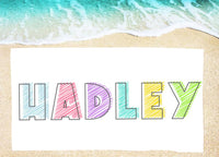 Personalized Sketch Name Beach Towel