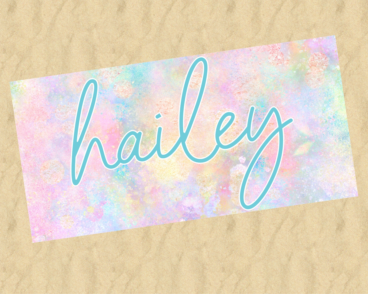 Personalized Pastel Rainbow Beach Towel
