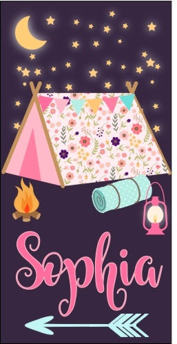Personalized Happy Camper Beach Towel