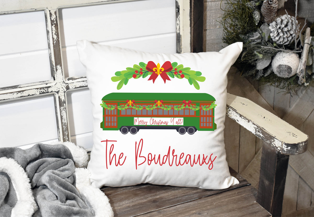 Personalized Nola Christmas Throw Pillow