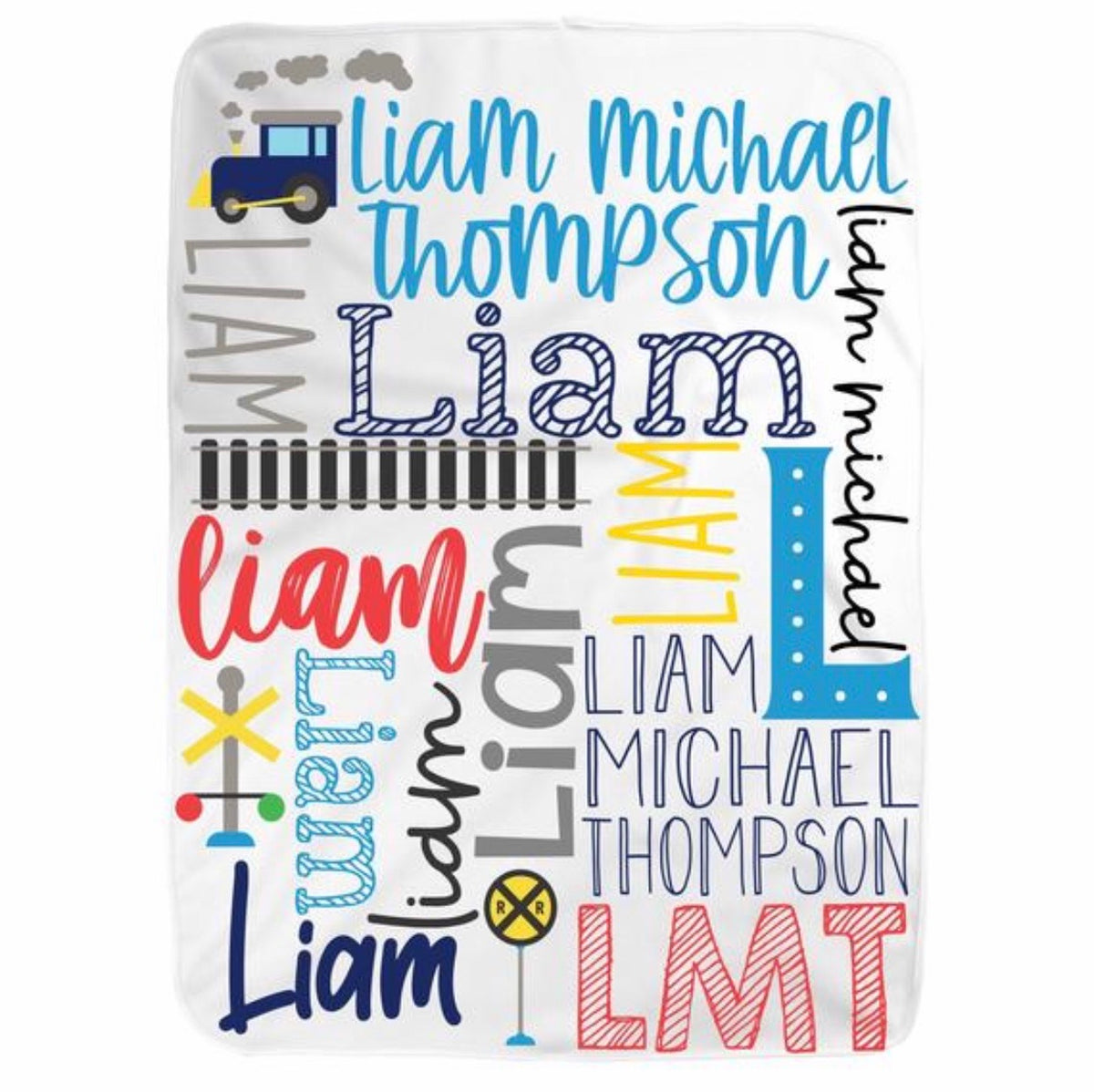 Personalized Choo Choo Train Baby Name Blanket
