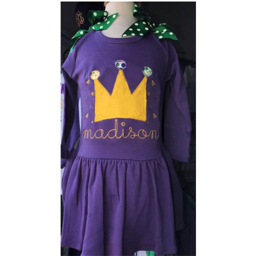 Personalized Royal Crown Mardi Gras Dress