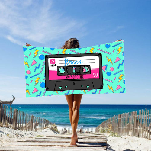 Personalized 80's Cassette Tape Beach Towel