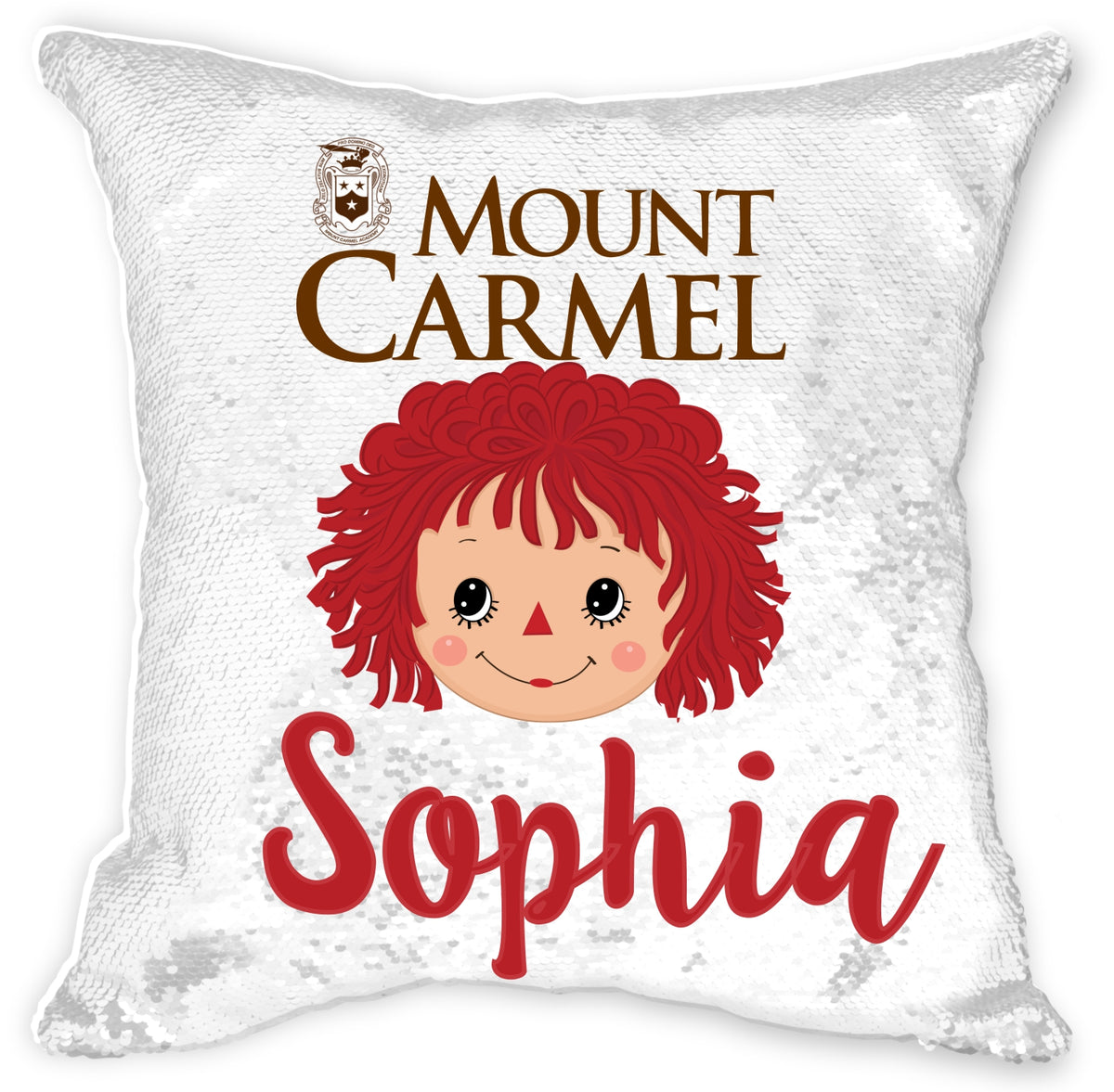 Personalized Mount Carmel Sequin Pillowcase