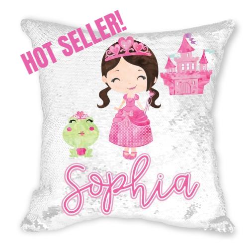 personalized princess sequin pillow